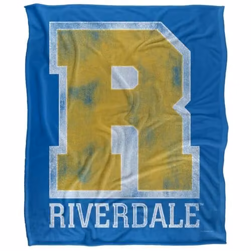 Riverdale Varsity Silky Touch Super Soft Fleece Throw Blanket, White, W/D/H: 152 x 127 cm