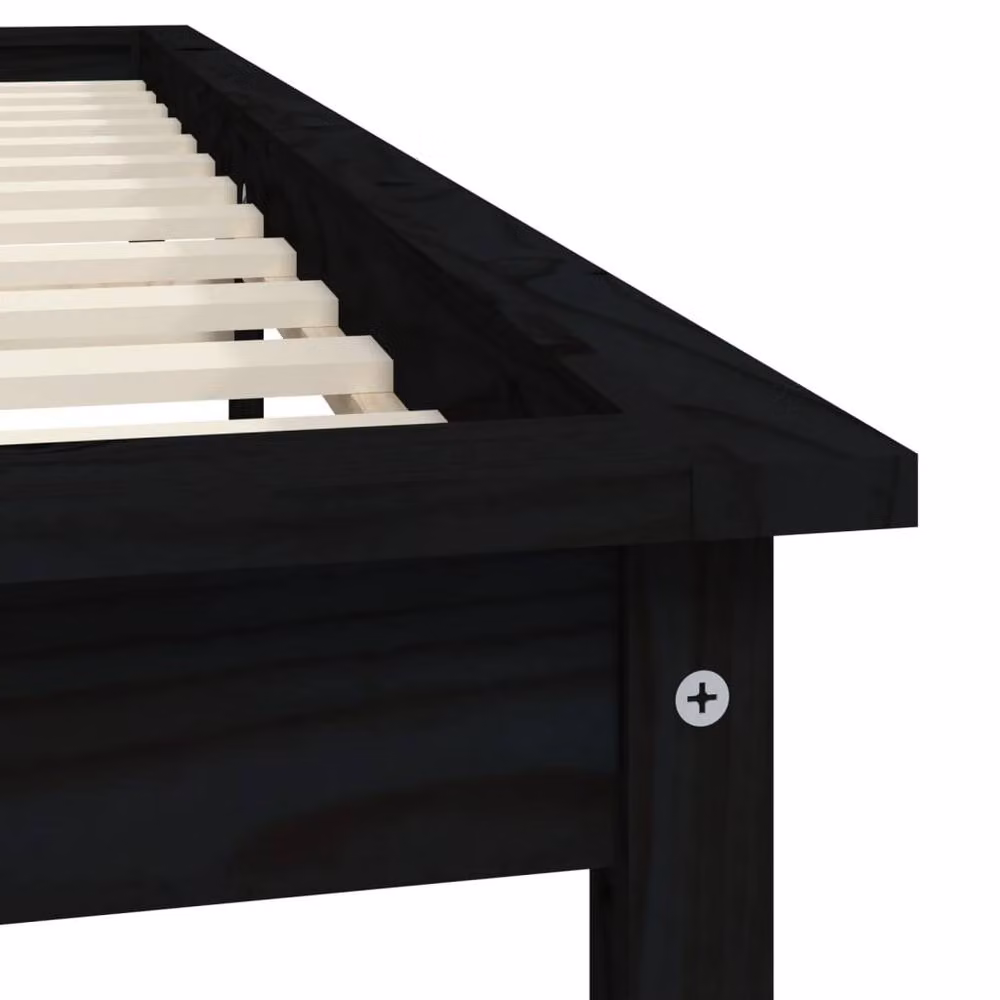 Berkfield Home Black Solid Pine Wood Bed Frame W: 160 cm, D: 200 cm – 3