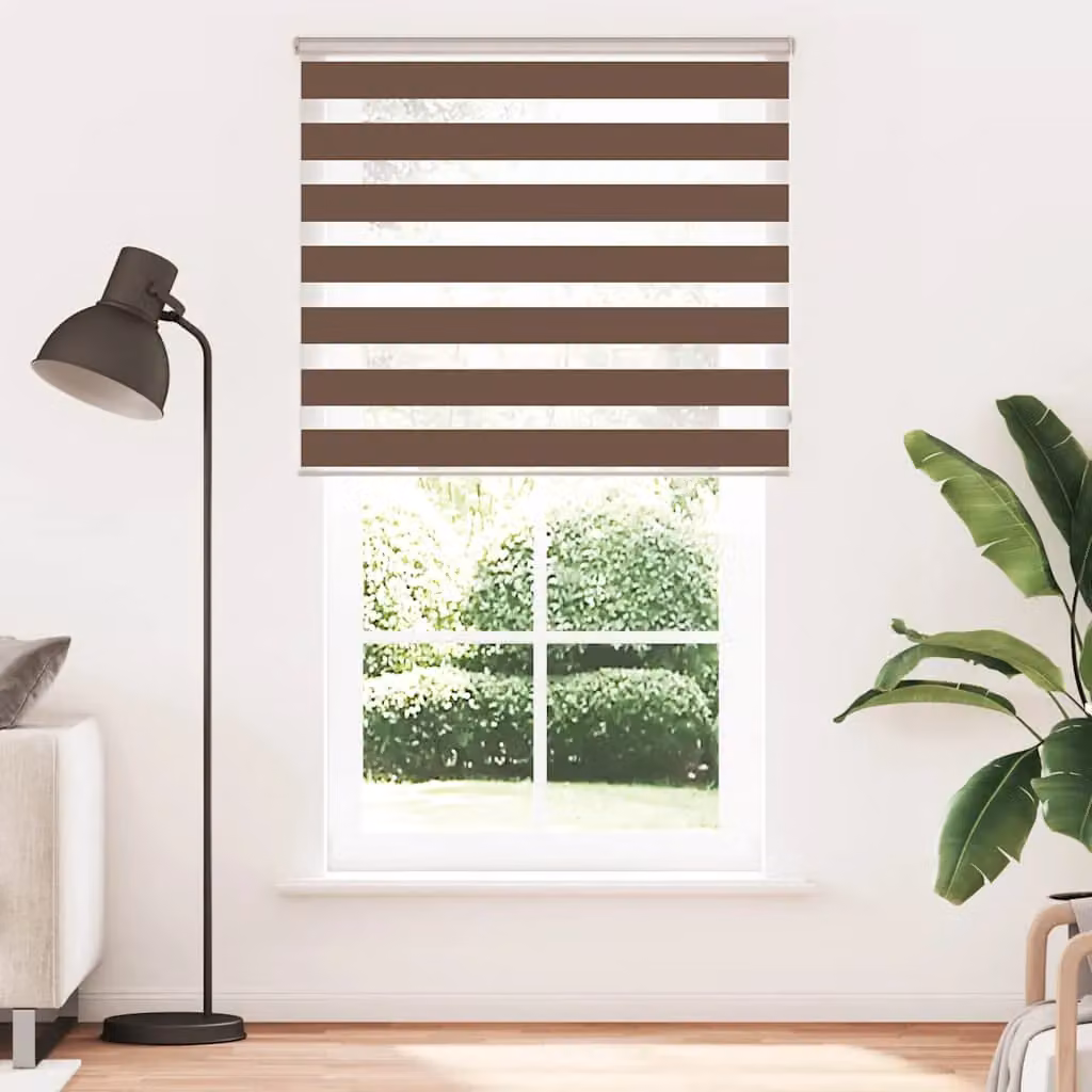 Berkfield Home Brown Zebra Day and Night Blind with Polyester Fabric, W: 125 cm, H: 200 cm – 2