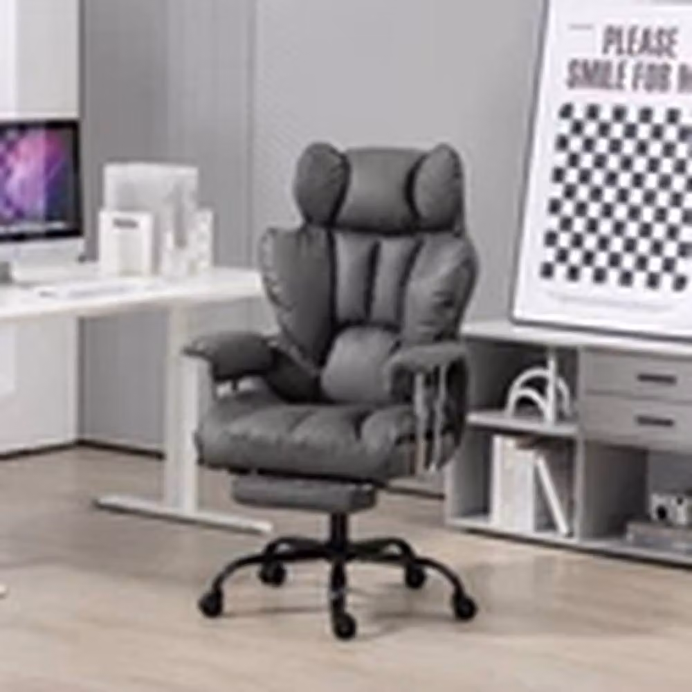 EONLION Ergonomic Heavy Duty Office Recliner Chair in Grey with Headrest and Armrests – 4