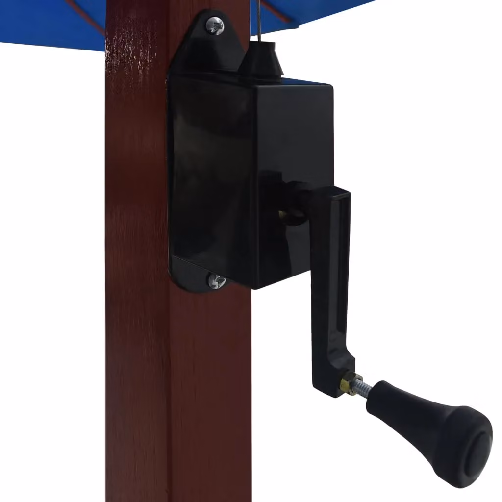 Berkfield Home Blue Cantilever Hanging Parasol with Lacquered Wooden Pole, W: 400 cm, D: 300 cm – 3