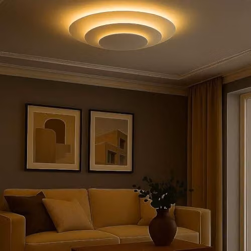 Globo Lighting Modern Round LED Ceiling Light in Silver, 40 W, 2400 lm, Warm White, D 49 x H 7.5 cm – 2