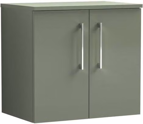 Balterley Level 600mm Wall Hung 2 Door Vanity Unit with Worktop in Matt Satin Green – 1