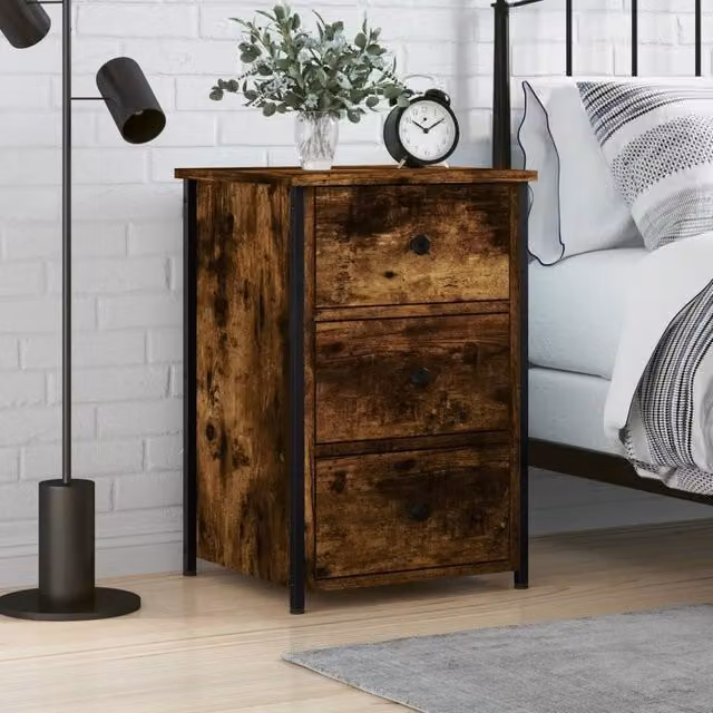 Berkfield Home Bedside Cabinet in Smoked Oak Brown, W/D/H: 40 x 36 x 60 cm – 1