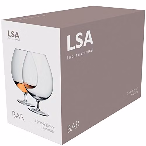 LSA International Set of 2 Transparent Mouthblown and Handmade Brandy Glasses, 900 ml – 2