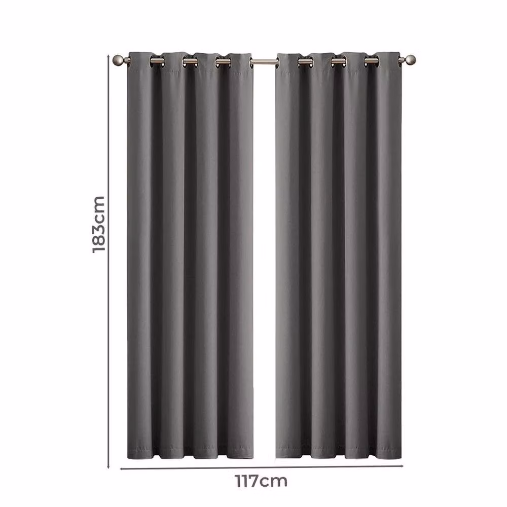 VOGREX 2-Piece Grey Thermal Blackout Curtains with Eyelets, Machine Washable – 2