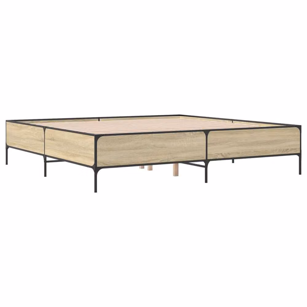 Berkfield Home Sonoma Oak Bed Frame in Light Oak, W/D/H: 180 x 200 cm, Super King Size – 3