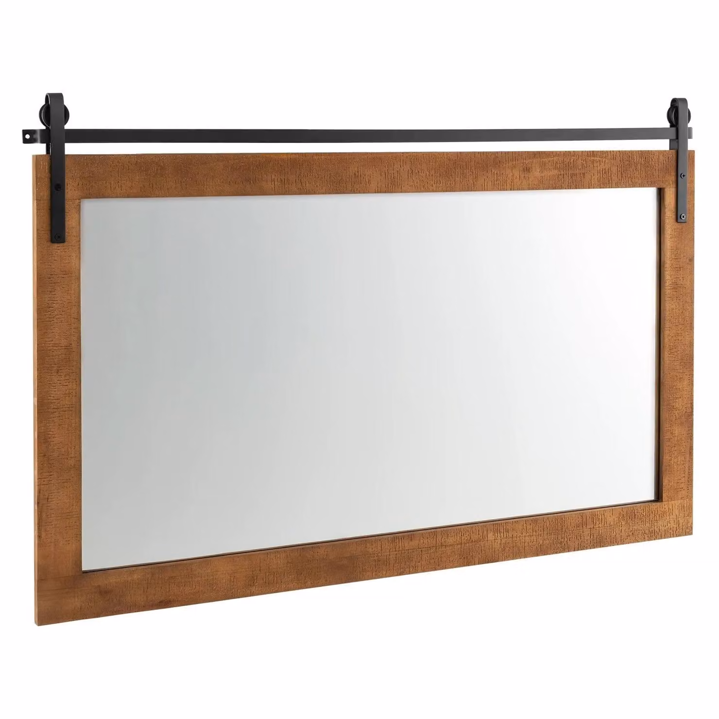 Costway Farmhouse Wall Mounted Rectangular Bathroom Mirror with Brown Wood Frame – 2
