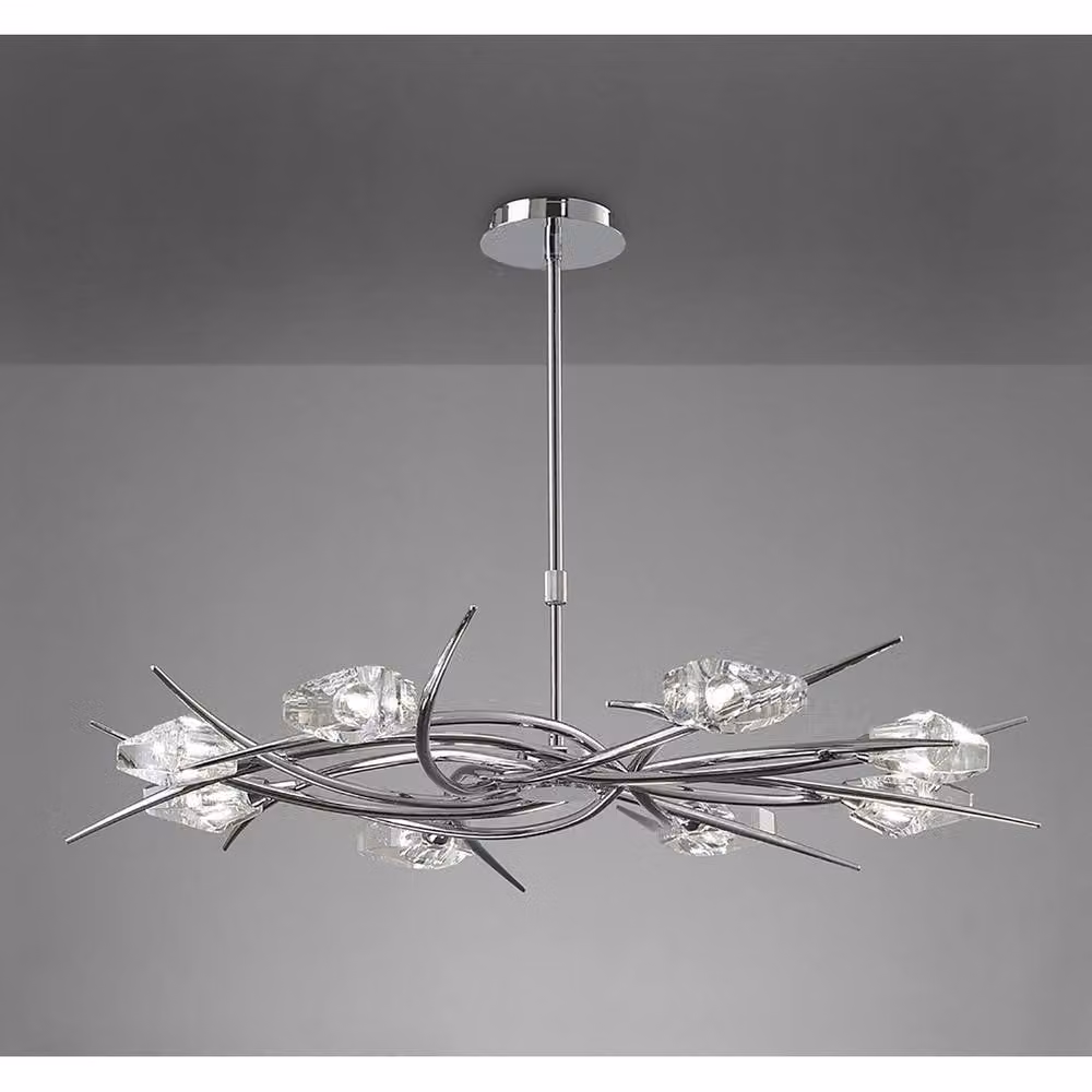 Netlighting Eclipse Telescopic 8 Light G9 Suspended Pendant Light in Polished Chrome and Silver with Crystal Details – 2