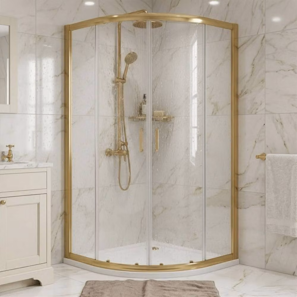 Balterley Ellenhall 8mm Glass Quadrant Corner Sliding Shower Enclosure, W: 100 cm, H: 190 cm, in Black or Gold – 2
