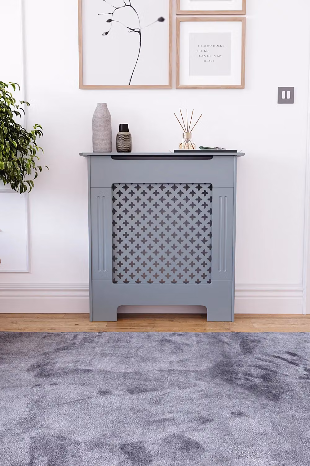 Vida Designs Oxford MDF Radiator Cover, Dark Grey, W: 82.0 cm, H: 78.0 cm, D: 19.0 cm – 3
