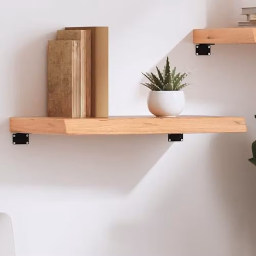 vidaXL Wall Mounted Oak Wood Shelf with Integrated Lighting, Brown, W: 60 cm, D: 30 cm, H: 2-6 cm – 2