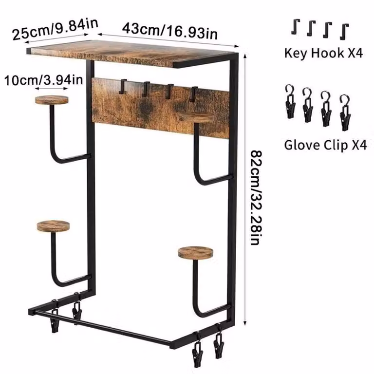FORGEVIO Industrial Motorcycle Helmet Holder and Jacket Hook Rack in Black and Multicolour