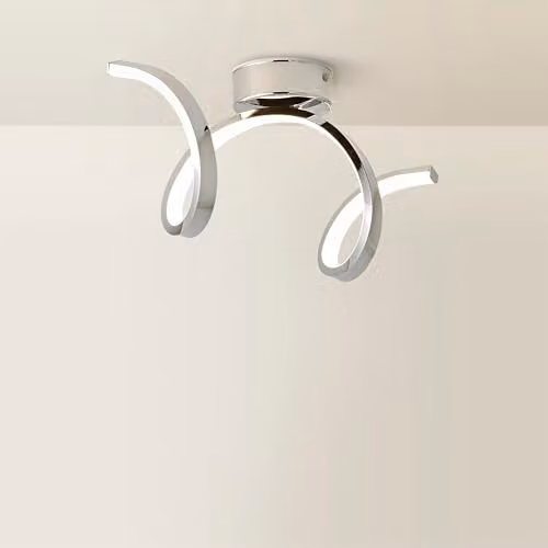 ValueLights Single Twist Integrated LED Ceiling Light in Chrome, IP44 Rated for Bathroom and Home Use, W/D/H: 19.5 x 15.0 x 46.5 cm