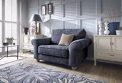 Abakus Direct Ingrid Large Cuddle Chair in Dark Blue Braided Chenille Fabric