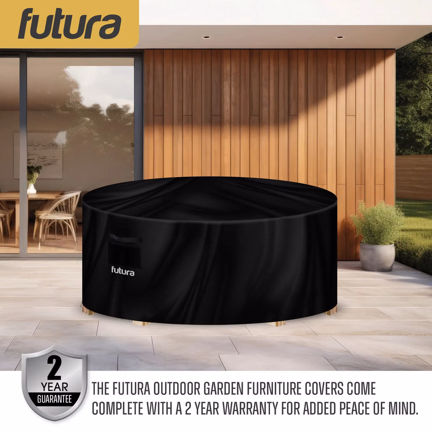 Futura Waterproof Round Garden Furniture Cover in Black, 420D Oxford Fabric, W: 128 cm, H: 71 cm – 10