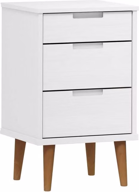 Berkfield Home MOLDE Bedside Cabinet in White Solid Pine Wood, W/D/H: 40 x 35 x 65 cm – 1