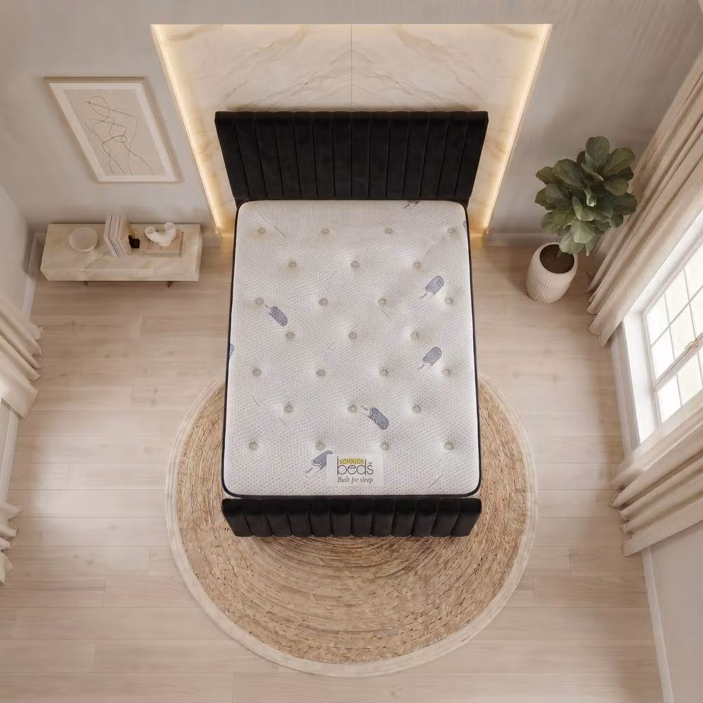 Somnior Eleanor Velvet Divan Bed in Black with Hybrid Mattress, W/D/H: 120 x 200 cm – 3