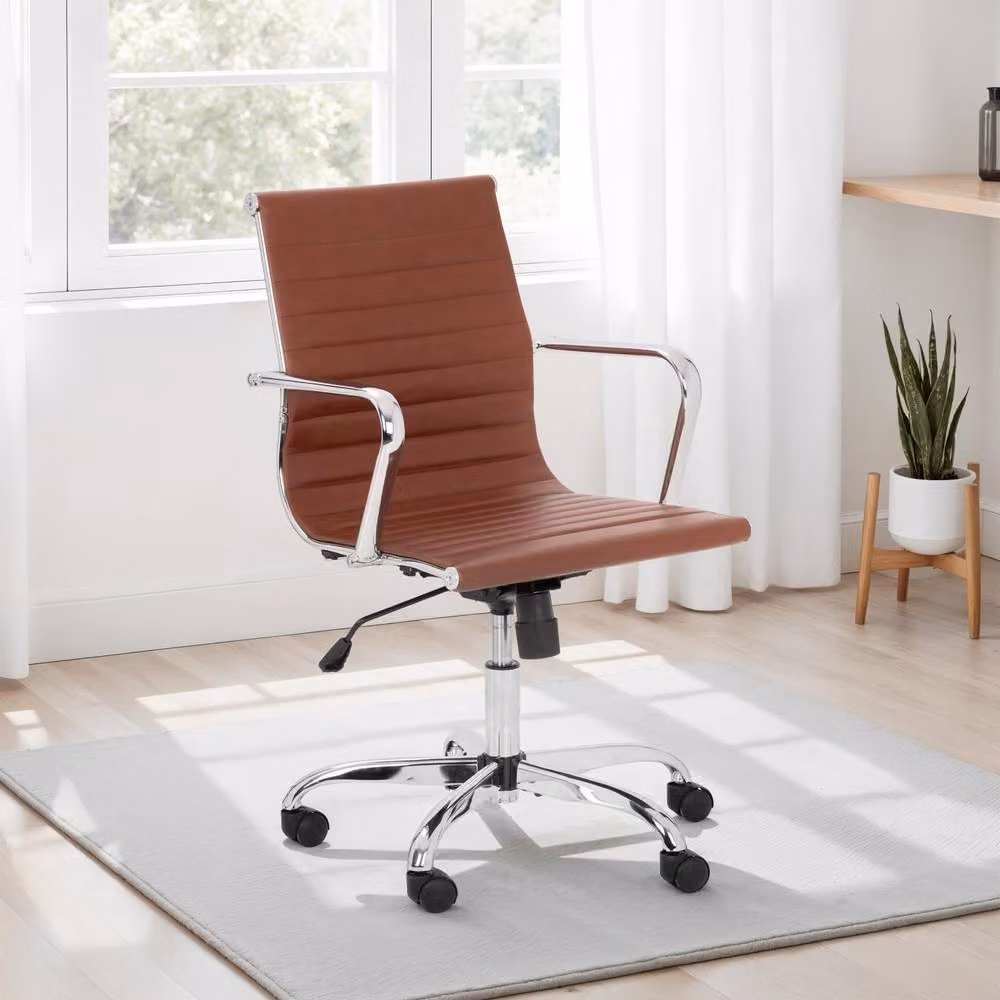 Cheshire Executive Calder Modern Office Chair in Brown and Multicolour with Metal Accents – 2