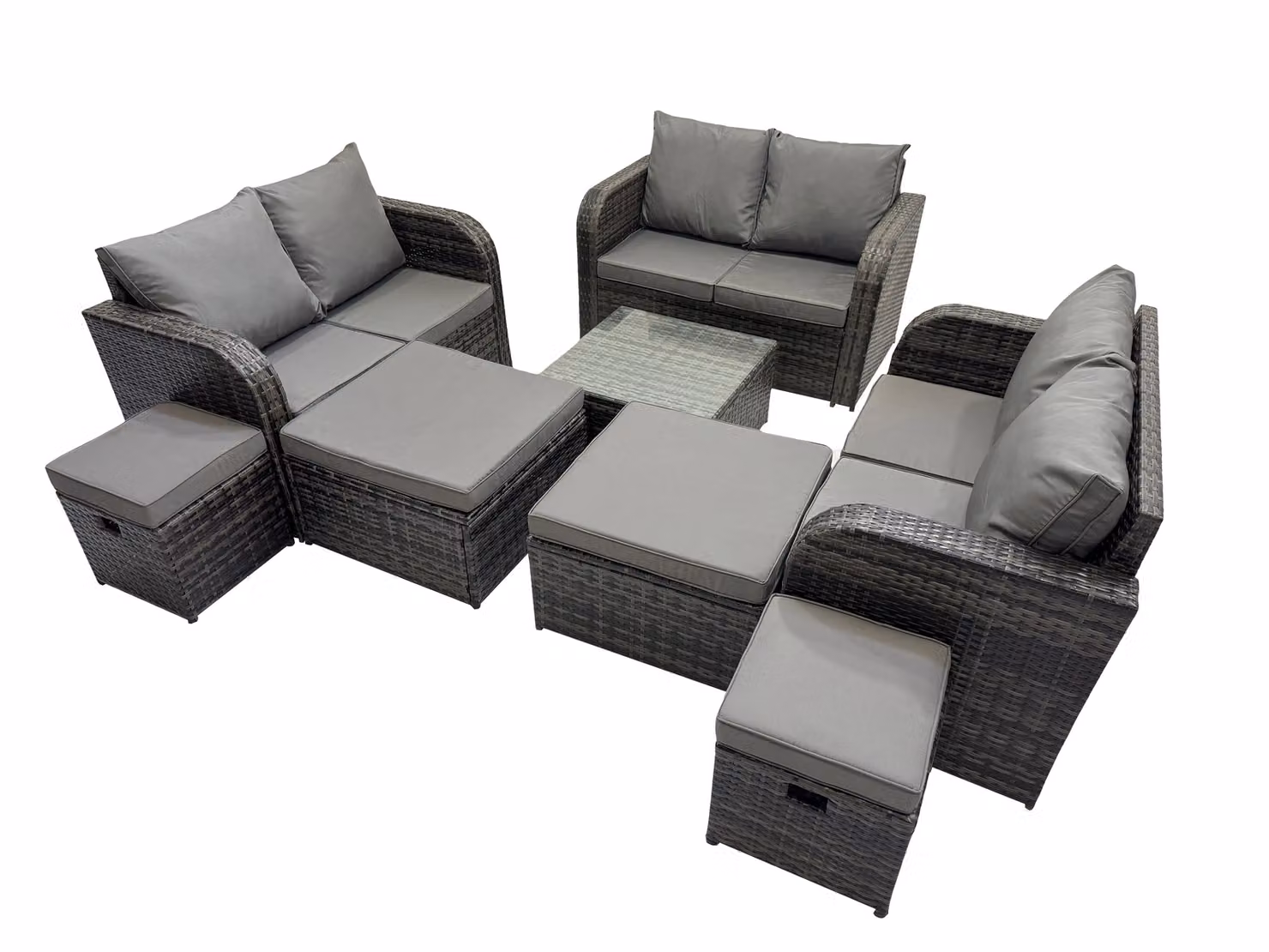 Fimous Love Sofa Square Coffee Table Set with 4 Stools in Dark Grey Mixed – 2