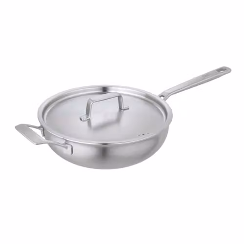 Kuhn Rikon Culinary Fiveply Chef's Saute Pan, Silver, Diameter: 24 cm, 5-Ply Uncoated Stainless Steel and Aluminium