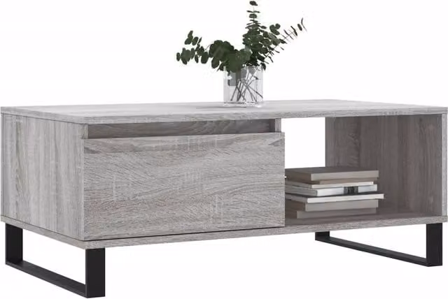 Berkfield Home Modern Rectangular Coffee Table in Grey Sonoma, W/D/H: 90 x 50 x 36.5 cm – 1