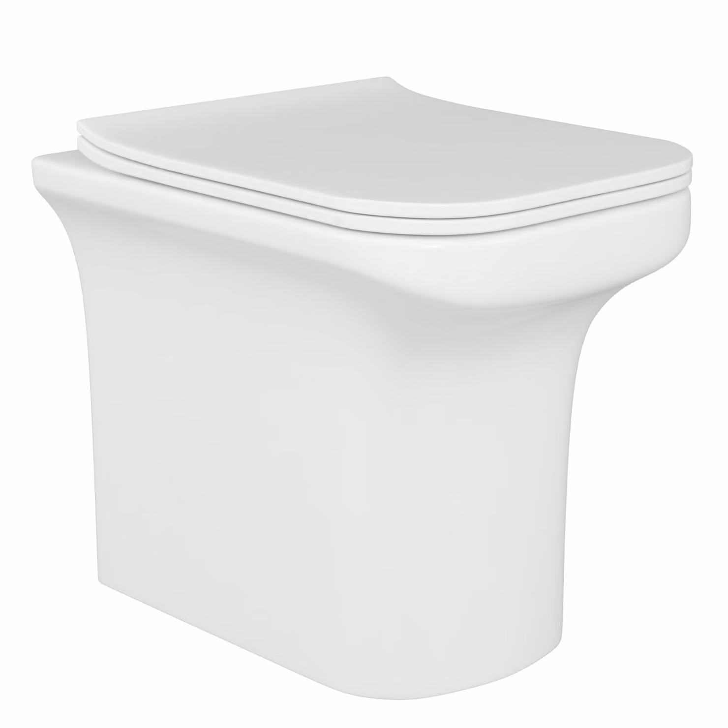 Royal Bathrooms Crosby White Ceramic Rimless Back to Wall Toilet Pan with Slim Soft Close Seat