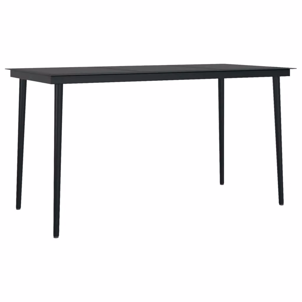 Berkfield Home Garden Dining Table in Black Steel and Glass, W/D/H: 140 x 70 x 74 cm – 1