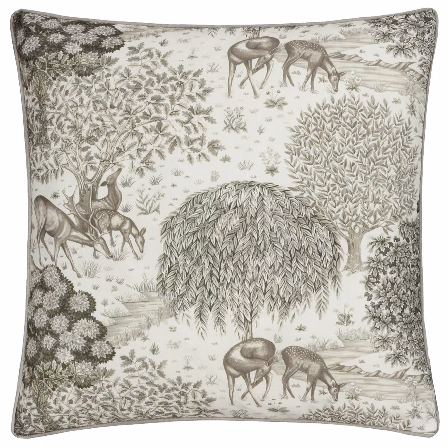 Morris & Co. The Brook Floral Printed Outdoor Linen Cushion in Beige, W/D/H: 55 x 55 x 55 cm – 2