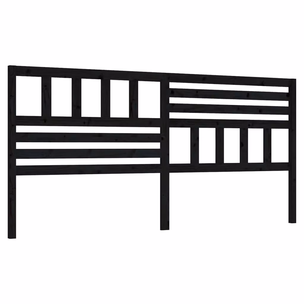 Berkfield Home Black Rustic Solid Pine Wood Bed Headboard, W: 206 cm, D: 4 cm, H: 100 cm – 2
