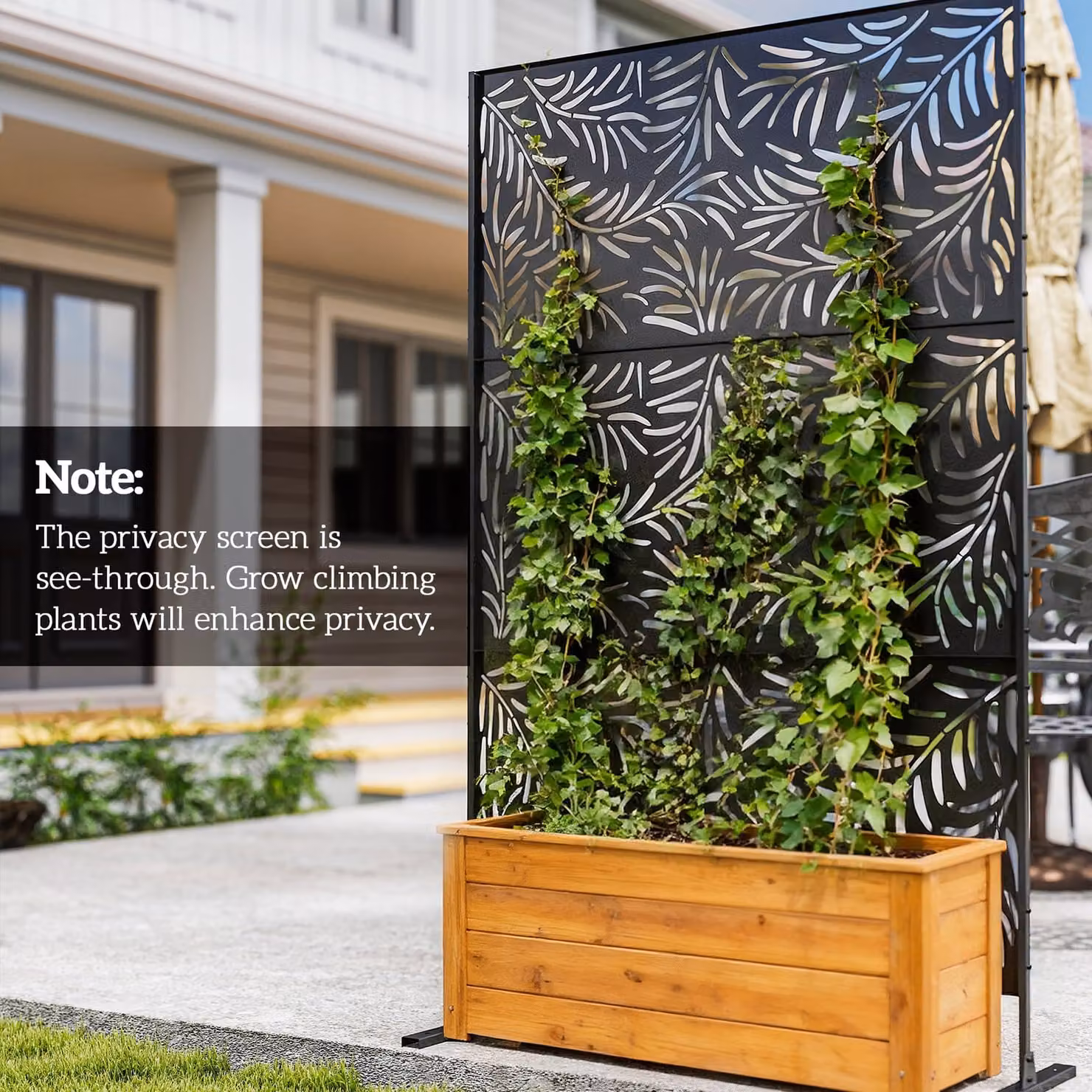 Outsunny Black Metal Outdoor Privacy Screen with Stand and Ground Stakes – 7
