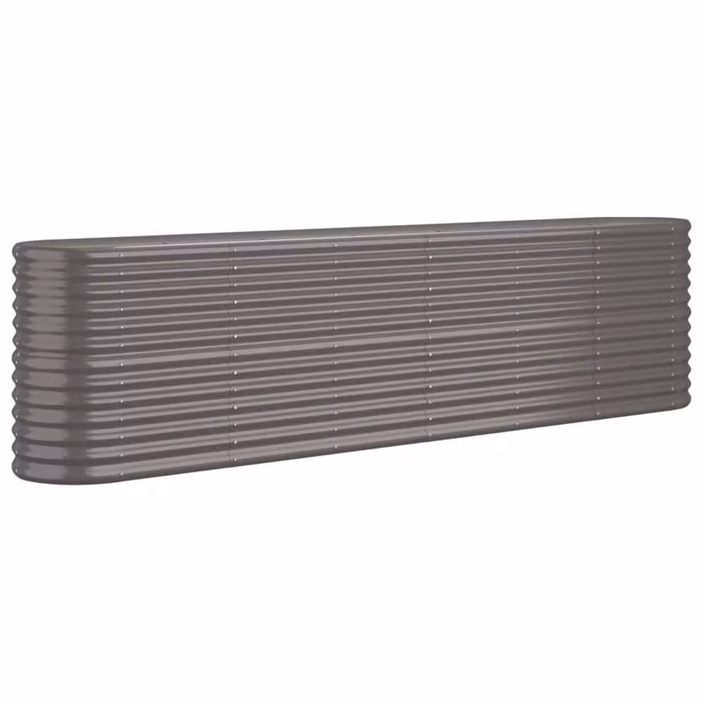 Berkfield Home Garden Grey Powder-coated Steel Raised Bed W: 260 cm, D: 40 cm, H: 68 cm – 2