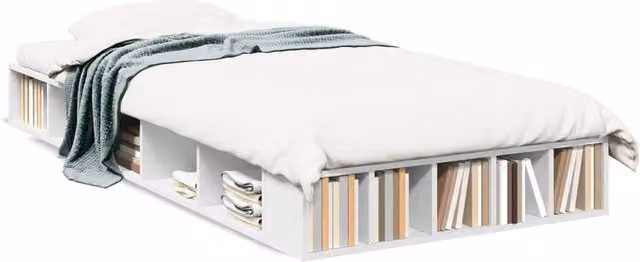 Berkfield Home White Bed Frame with Side Compartments, W/D/H: 100 x 200 cm – 1