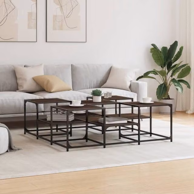 Berkfield Home Decorative Coffee Table in Brown Oak, W/D/H: 121 x 121 x 40 cm – 1