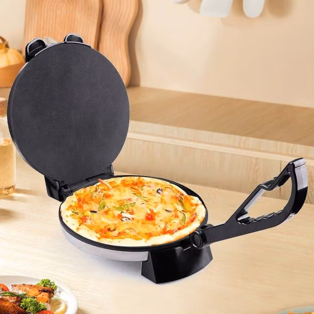 Kelvenix 25.4 cm 2000W Electric Chapati Maker for Flat Bread in Black and Silver – 1