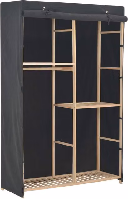 Berkfield Home 3-Tier Fabric Wardrobe in Grey, W/D/H: 110 x 40 x 170 cm