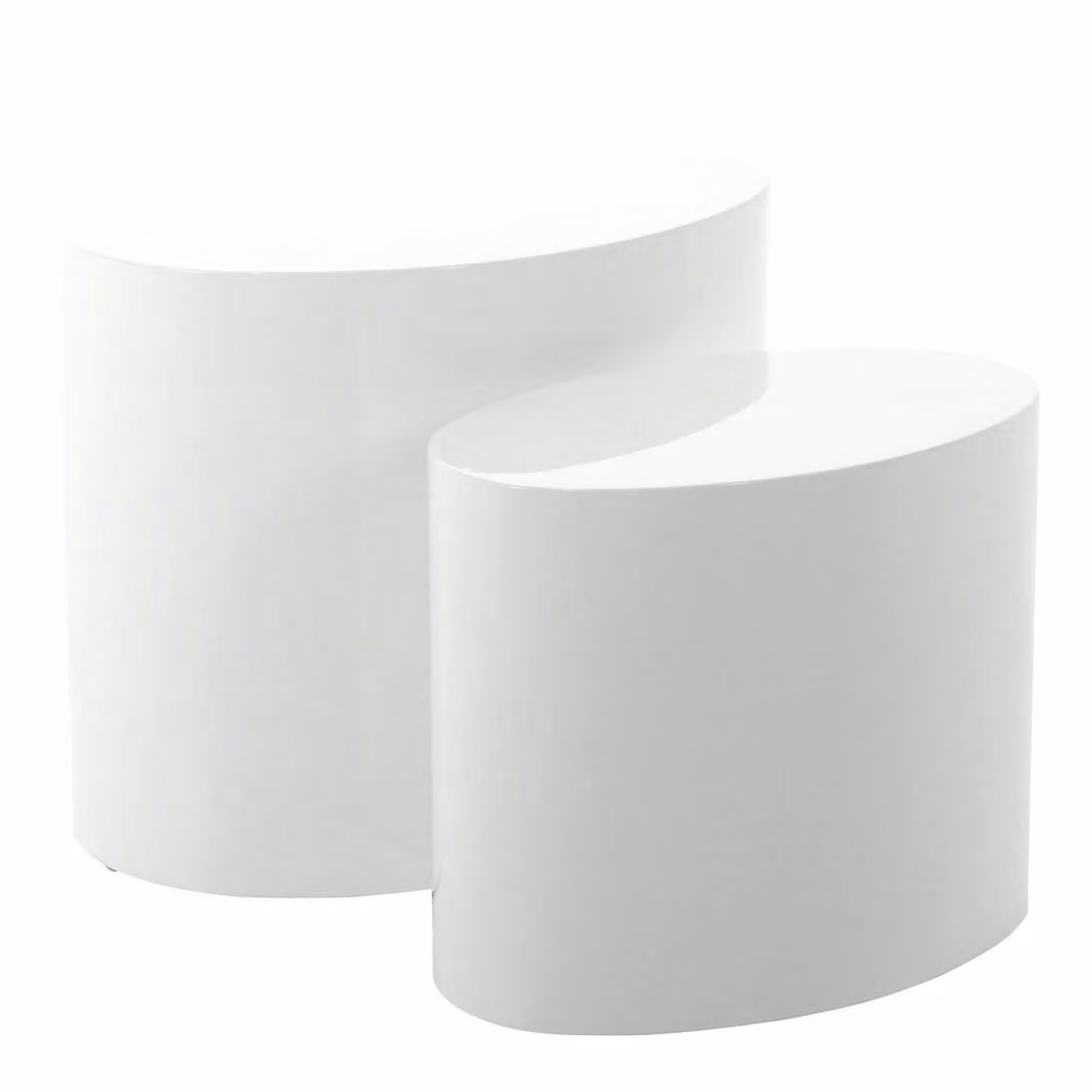 Wyld Haus Sendai Gloss White Oval Nesting Coffee Table Set – 2