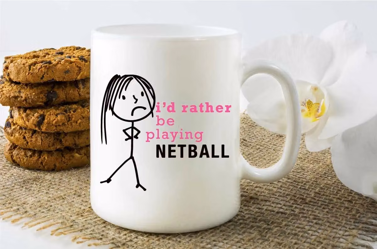 60 Second Makeover Women's I'd Rather Be Playing Netball Ceramic Mug, White – 2