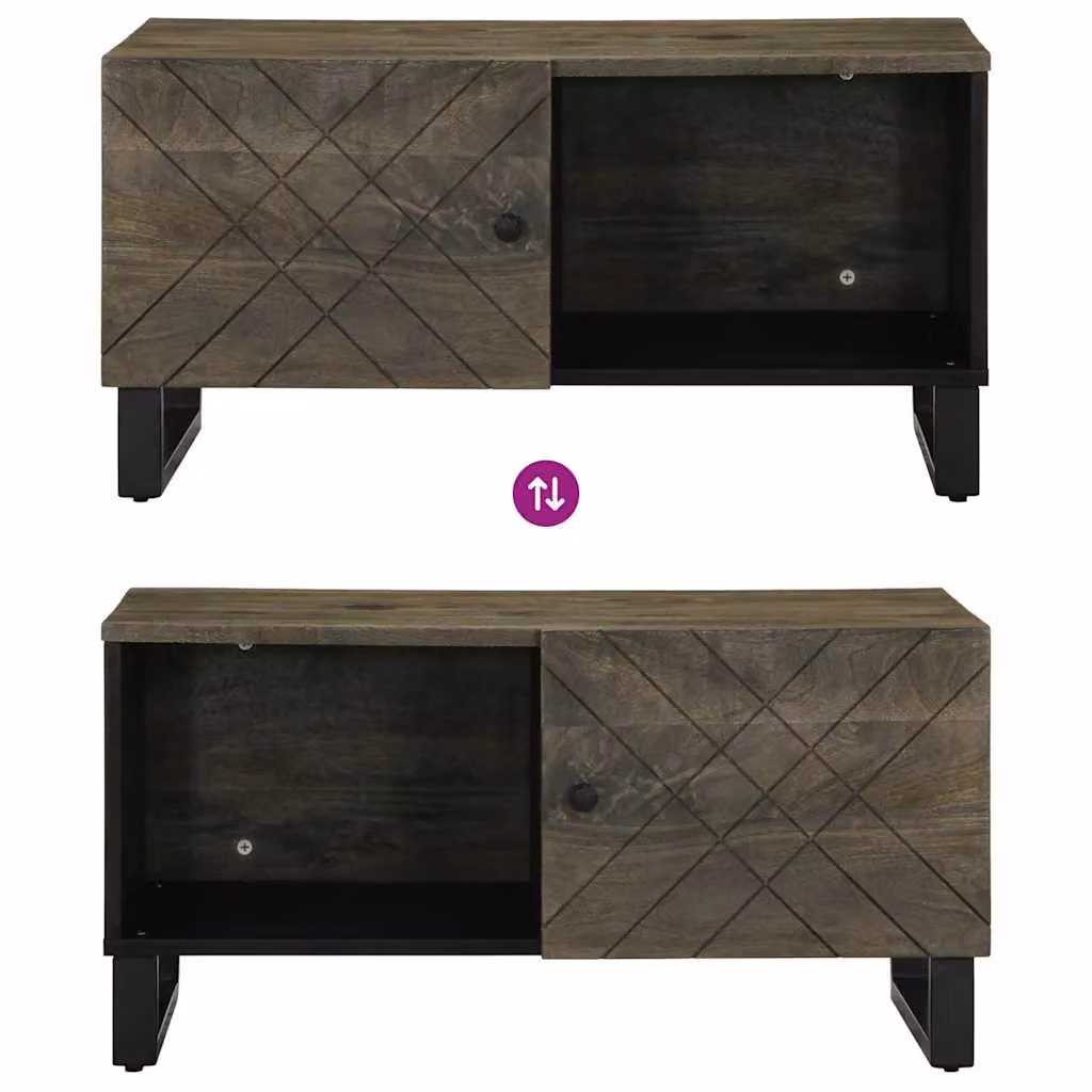 Berkfield Home Black Mango Wood Coffee Table W/D/H: 80 x 50 x 40 cm – 3