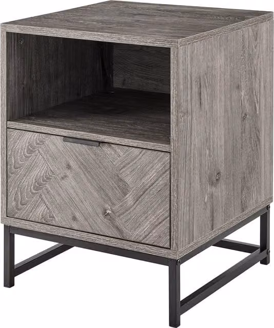 Livivo Mid-Century Geometric Herringbone Side Table in White
