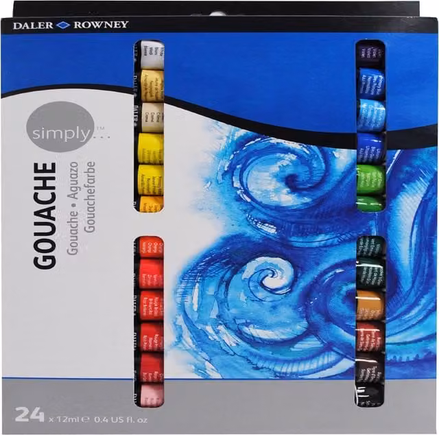 Daler-Rowney Simply Gouache Set, 24 Colours, Multicolour
