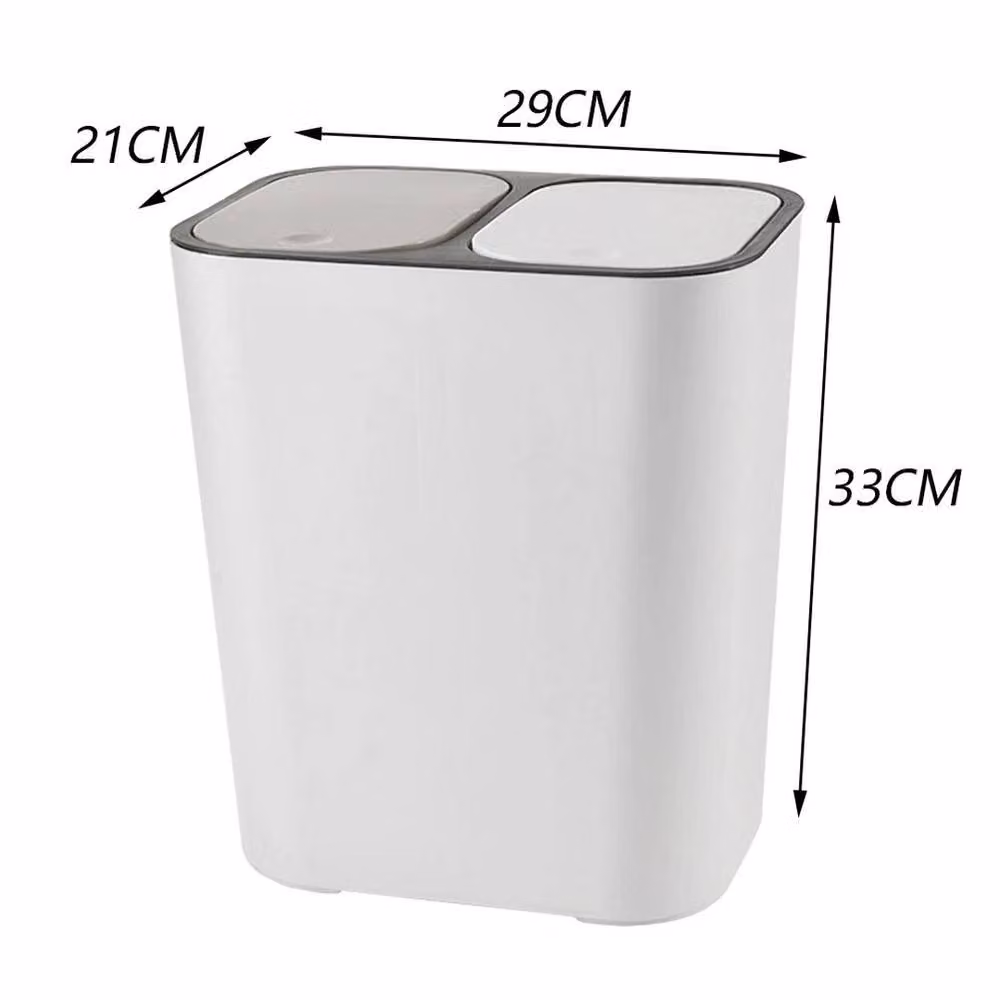 Kelvenix 15L Double Recycling Bin with Flip Lid, White – 2
