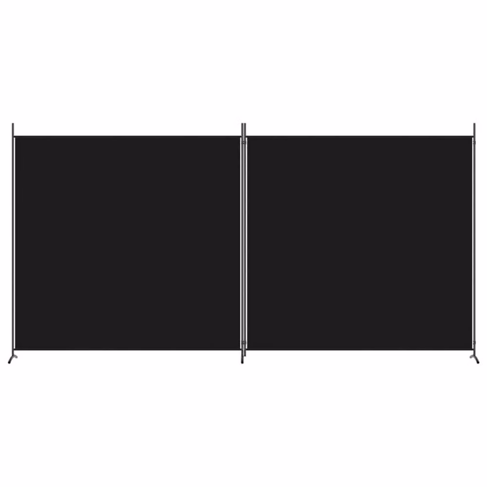 Berkfield Home 2-Panel Fabric Room Divider in Black, W: 348 cm, H: 180 cm – 3