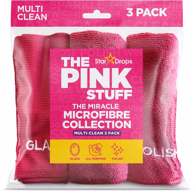 The Pink Stuff Miracle Microfibre Cloth Collection, 3 Pack, Pink – 1