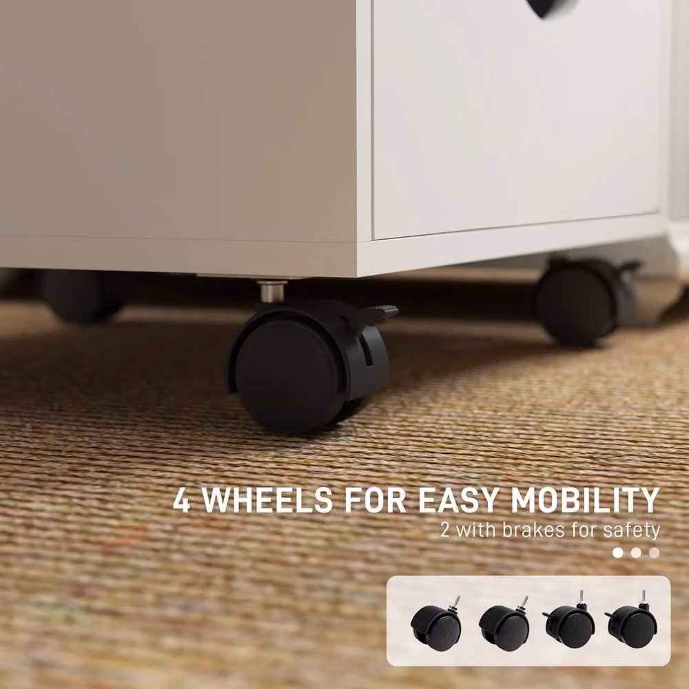 STILVORA White 5-Drawer Filing Cabinet with Castors – 6