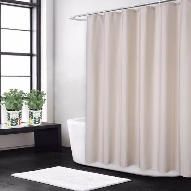 London Boutique Waterproof Polyester Shower Curtain in Beige, W: 279.4 cm, H: 198.12 cm – 1