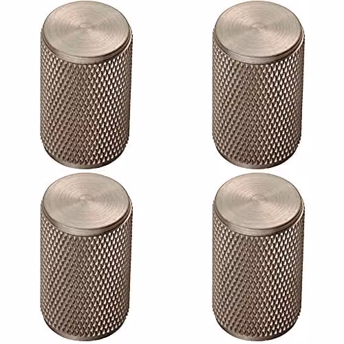 Loops 4 Pack Knurled Cylindrical Cupboard Door Knobs in Brushed Silver – 1