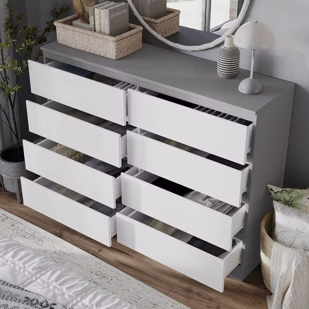 FORGEVIO Modern 8 Drawer Chest of Drawers in Grey and White – 3