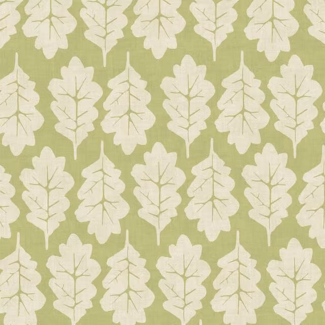 iLiv Oak Leaf Floral Cotton Fabric in Pistachio Green