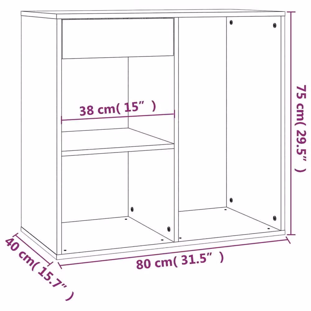 Berkfield Home Elegant Cosmetic Cabinet in Black, W/D/H: 80 x 40 x 75 cm – 5